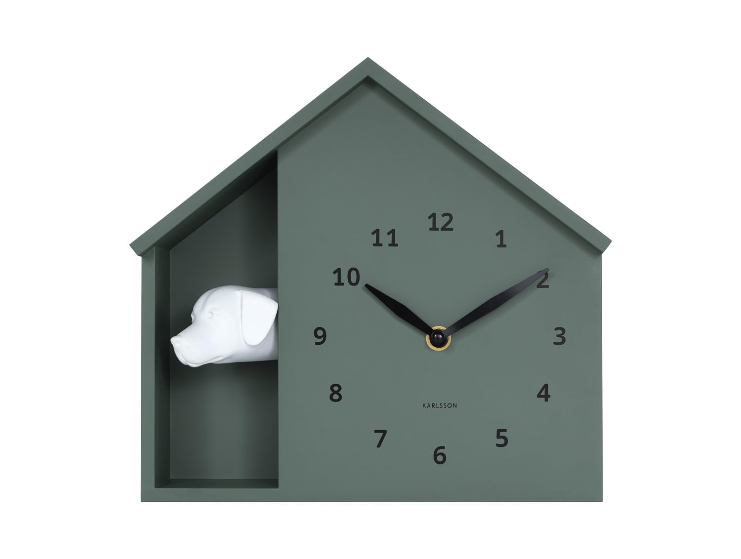 Karlsson Jungle Green Wall Clock Peeking Doggy - Green - 25X25x27cm - Rectangle - Plastic - Clocks For Living Room - Office - Bedroom