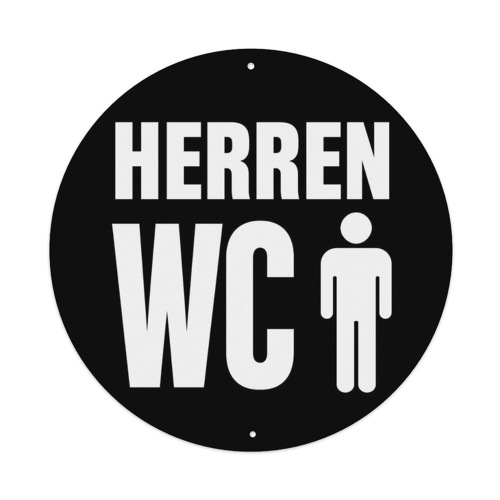 German Mens WC Restroom Notice Black Figure Badge Icon Metal Tin Sign