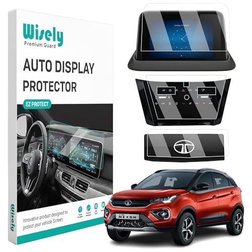 Image of Wisely 3Pcs - Screen Guard for TATA NEXON (2023) Pure /Pure S /Creative Car Display Protector - 7 INCH INFOTAINMENT + STEERING + AC Panel Console - Stereo Car Accessories