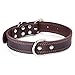 DAIHAQIKO Genuine Leather Dog Collar, Heavy Duty Wide Dog Collar for Small,Medium, Large and Extra Large Dog (L: 1.2