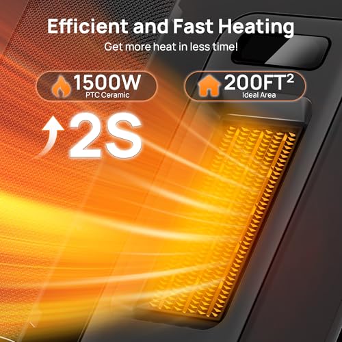 FLANUR Electric Heaters for Home, Smart Portable 1500W Energy Space Room Heater, Tower Fan Heater with WiFi & Voice Control, 12H Timer, Overheat & Tip Over Protection, Matte Black, 1 Pack + 4 Modes - Image 5