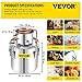 VEVOR Alcohol Still 13.2Gal/50L Alcohol Distiller Stainless Steel Distillery Kit for Alcohol With Copper Tube & Pump Home Brewing Kit Build-in Thermometer for DIY Whisky Wine Brandy