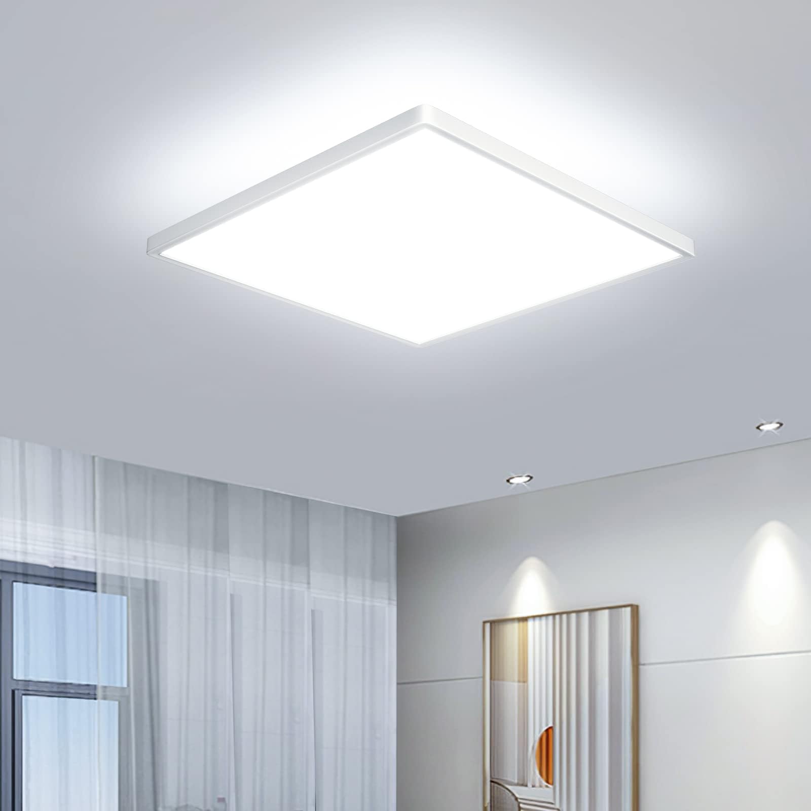 OTREN Plafoniera LED Soffitto Quadrata, 6500K Lampada da Soffitto LED Moderno, Plafoniera Bagno IP44 per Camera da Letto, Cucina, Soggiorno, Balcone, Ufficio, 30CM