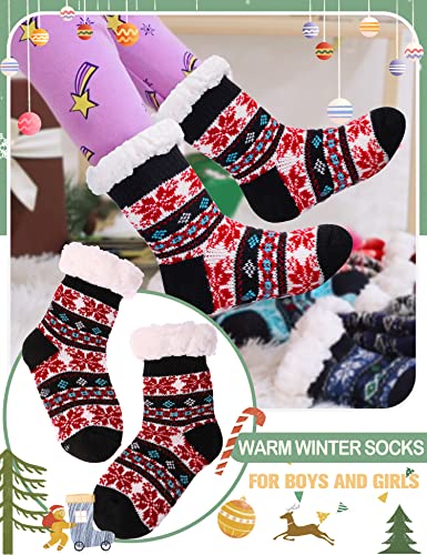 Image of MOGGEI Girls Slipper Fuzzy Socks Kids Boys Fluffy Fleece Lined Warm Plush Sherpa Winter Child Home Socks