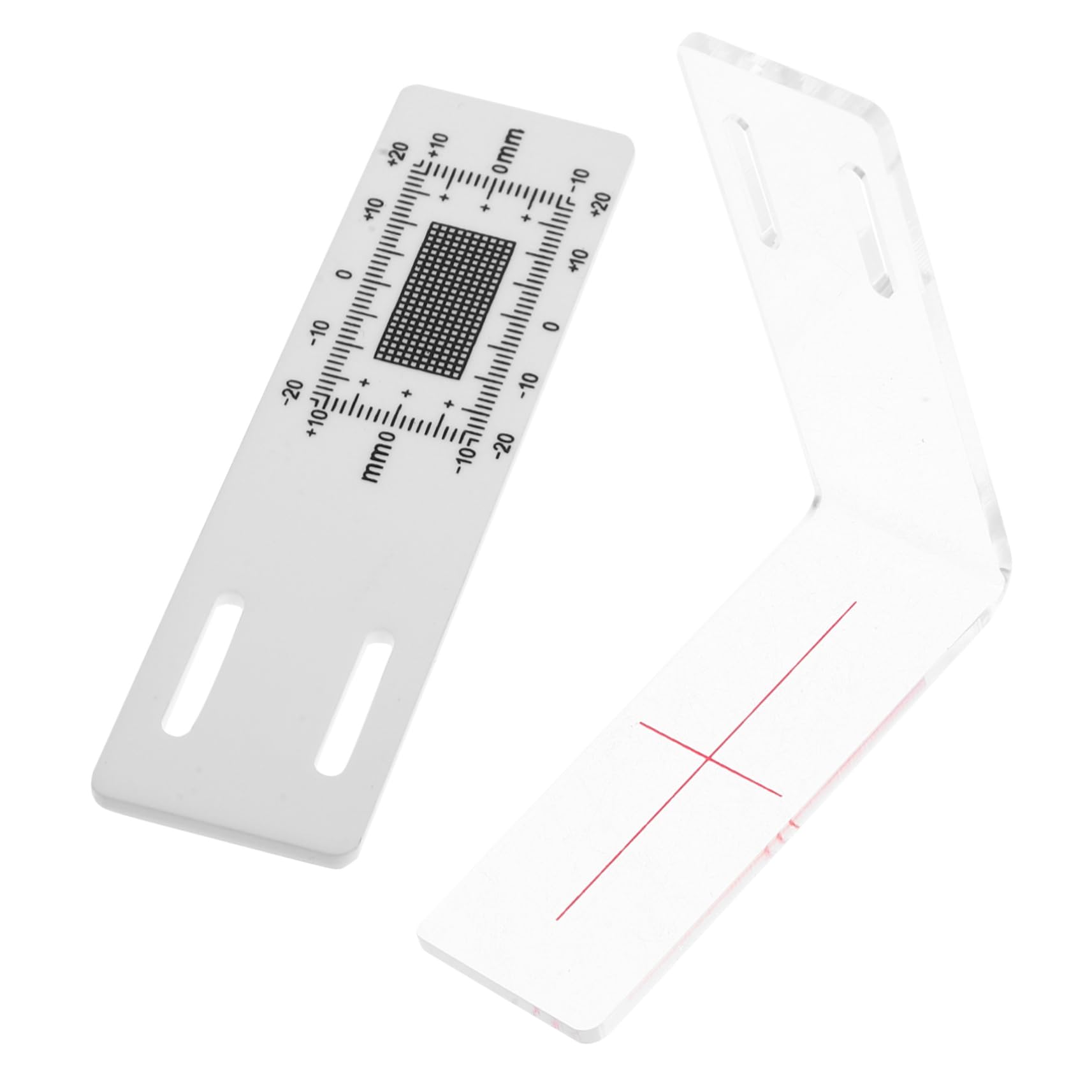 Housoutil Fessurimetro a Forma di l in Acrilico Bianco, Strumento di Misurazione per Larghezza Crepe, per Monitoraggio Crepe Angolari in Edilizia, Set 1 Pezzo