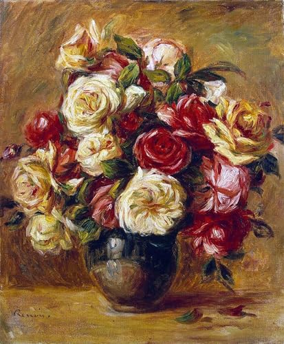 Mazzo di rose pintura lienzo Renoir para eliminar la frialdad de las paredes de tu oficina