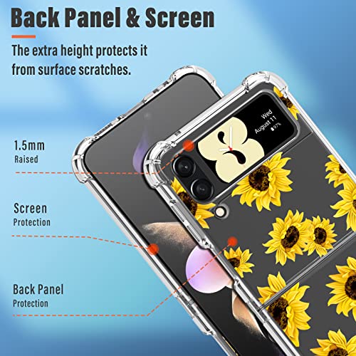 Buleens Sunflower For Samsung Galaxy Z Flip 3 5G Case Art Aesthetic Flower Floral Phone Cases Girly For Women Girls Teens Kids Flowers Pretty Funny Fun Unique Soft Tpu Cover For Galaxy Z Flip 3 #TOP3