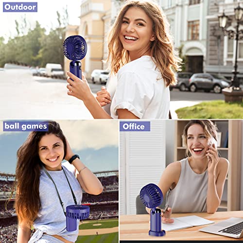 Rafada Handheld Fan, Mini Portable Fan USB Rechargeable, Small Pocket 5 speeds with Lanyard and Base, Built-in 4200mAh Battery Desk Foldable for Office, Outdoor, Home, School, Purple (N15) - Image 6