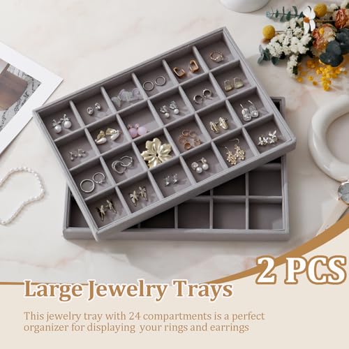 Image of Large Velvet Jewelry Tray Display Drawer Inserts 2 Pack