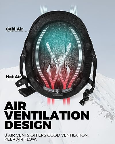 Victgoal Casco Da Sci Per Uomo Donna, Casco Da Snowboard Regolabile Di Sicurezza Taglia M/L Buona Ventilazione Con Paraorecchie Caldi Per Sci Snowboard Sport Invernali (M: 55-58Cm, Nero) - 4