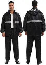 Capa de Chuva Motoqueiro Impermeável PVC Com Capuz Refletiva Punho Elástico