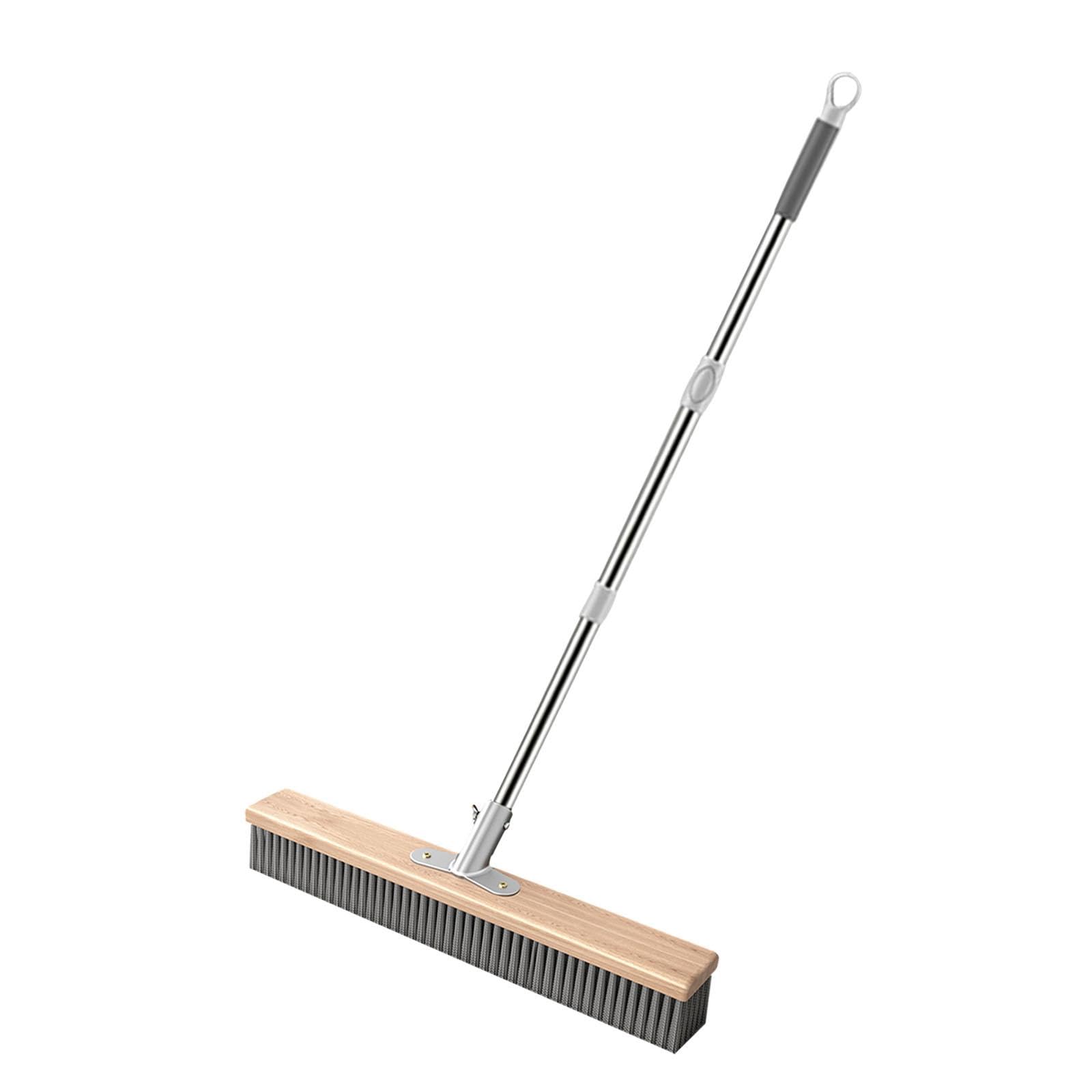 Generic Spazzola per Pavimenti con Manico Lungo in Filo di Acciaio Inossidabile, Scopa per Terrazze con Asta Telescopica per Rimuovere Macchie Difficili, 50 Cm