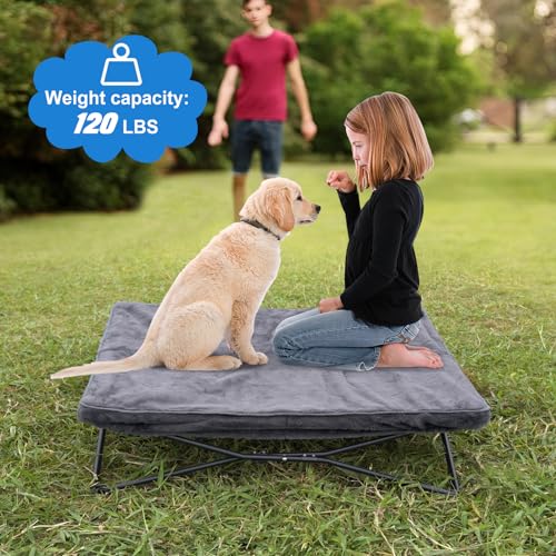 unp-Outdoor-Dog-Bed-Portable-Elevated-Camping-Dog-Cot-for-Indoor-Courtyard-Travel-Breathable-Textilene-Mesh-Comfortable-with-Removable-Washable-Cover-Grey-L-PRO unp Outdoor Dog Bed Portable Elevated Camping Dog Cot for Indoor Courtyard Travel Breathable Textilene Mesh Comfortable with Removable Washable Cover Grey L PRO