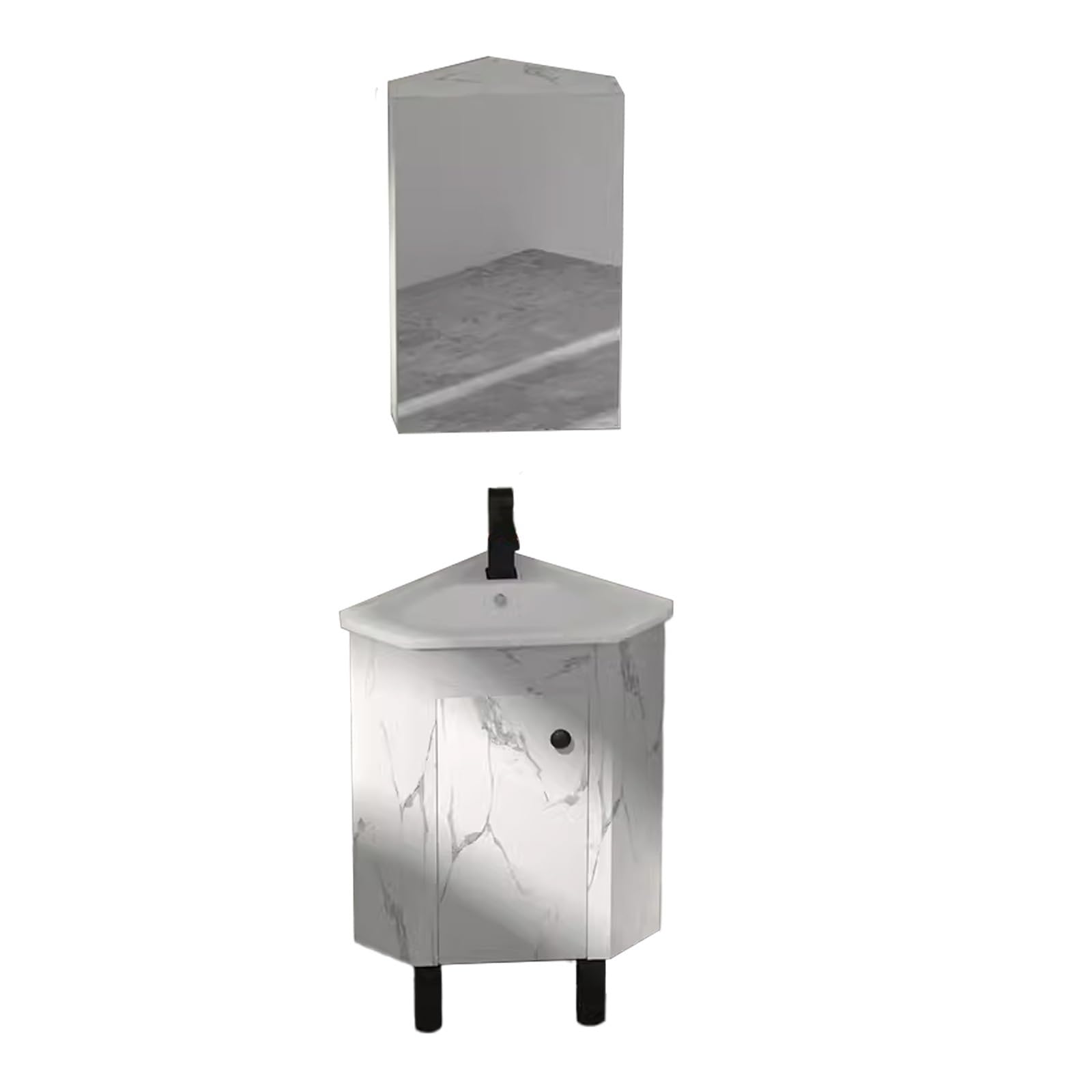 DFGHNBVC Corner Bathroom Cabinet With Sink And Mirror, Space-Saving Storage Solution For Small Bathrooms,41Cm