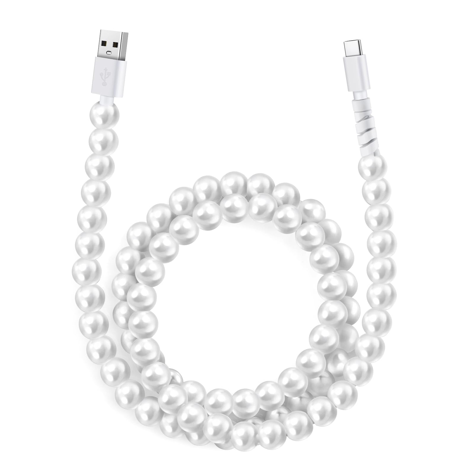 Aolcev USB C Cable for iPhone Charging Cord 3.3FT Cute Beaded Phone Charger Cable 66W Fast USB A to USB C Pearl USB Type C Charger Cord for iPhone 17