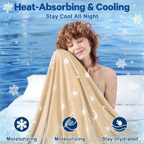 Image of inhand Cooling Blanket King Size (90 inchx108 inch) - Double Sided Cooling Blankets for Hot Sleepers, Lightweight Summer Blanket for Sofa Bed Couch, Travel, Room Decor House Warming Gifts Light Khaki Beige