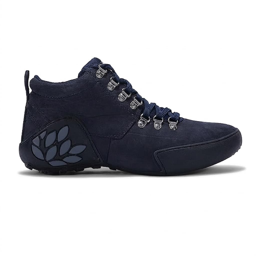 Men's High-Top Casual Boots | Lace-Up Ankle-Length Fashion Sneakers | Lightweight Outdoor Walking & Trekking Shoes | Anti-Slip Sole | Navy Blue-image-1