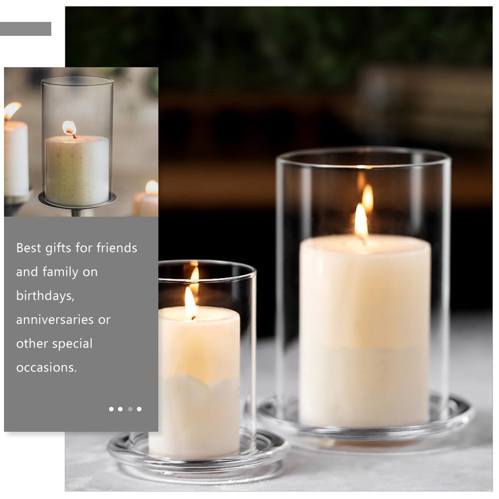 IMIKEYA Lot de 3 cylindres en verre sans fond de 6 cm de diamètre - Lot de 3 photophores sans fond - Photophore en verre transparent pour bougies, intérieur et extérieur, hauteur 15 cm