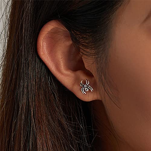 Vintage Spider Stud Earrings for Women Girls 925 Sterling Silver Hypoallergenic Halloween Small Animal Pet Cartilage Tragus Post Creative 3D Jewelry Unique Gifts for Friend2