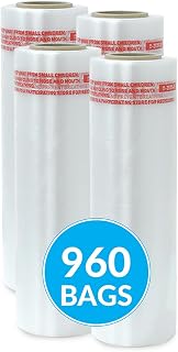 960 Pcs Paraffin Wax Liners for Hands and Feet, 11in x 17in x 13mic, Disposable Plastic Bags for Wax Therapy, Spa, and Home Use – Printed with Caution Label