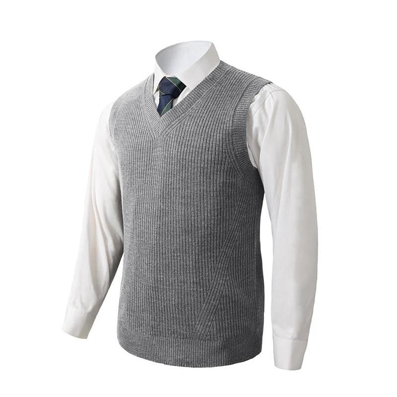 Men's V-Neck Knitted Vest Business Casual Style Thick Sleeveless Sweater Vest2
