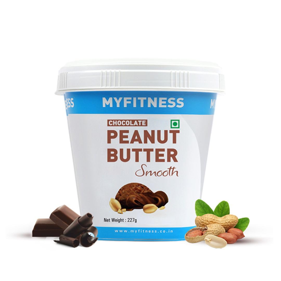 MYFITNESS Peanut Butter Chocolate Spread Smooth 227g | 22g Protein & 6g Fiber | Healthier Nut Butter Spread for Breakfast, Snacks & Bread Treats | Cholesterol Free | Zero Trans Fat | Pure Roasted Nuts