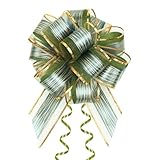 JOYIT 10 Pack Large Pull Bows 6 Inch - Big Green Bows for Gift Wrapping, Ribbon Pull Bows for Mother's Day, Wedding Baskets Birthdays Gift