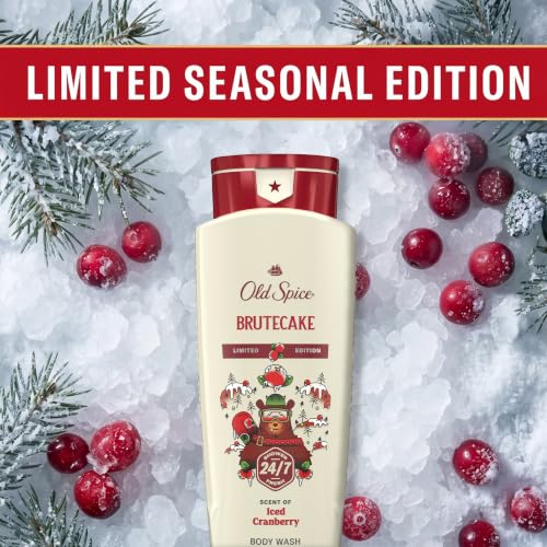 Image of Old Spice Body Wash for Men, Holidudes Holiday Edition, 24 /7 Holiday Freshness, Lasting Scent and Rich Lather, Stocking Stuffer, BruteCake with Iced Cranberry Scent, 16 oz