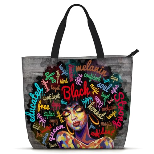 African American Tote Bags for Women Work Gifts for Black Women Shoulder Bags Black History Month Purse Waterproof Handbag For Work Beach Travel Gym