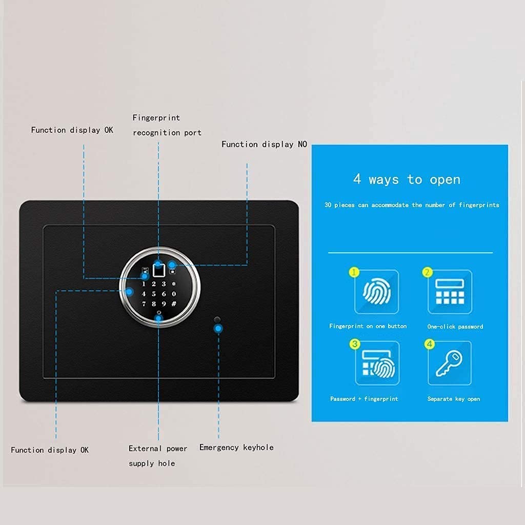 Caja Fuerte de Alta Seguridad, Caja Fuerte electrónica para el hogar, Estructura de Huellas Dactilares, pequeño Sistema de Seguridad para el hogar, Caja Fuerte de 35 25 25 cm