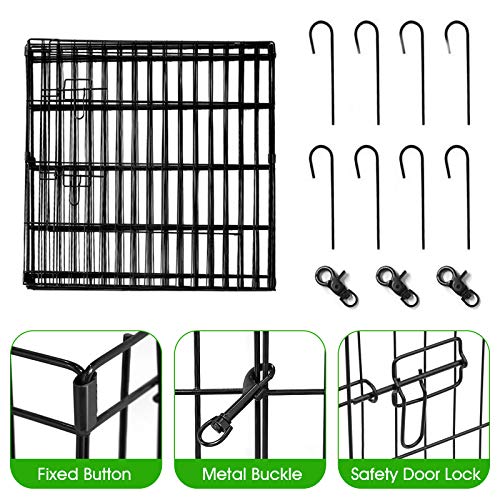 Pet Dog Playpen Foldable Puppy Exercise Pen Metal Portable Yard Fence for Small Dog & Travel Camping 8 Panel-24& 24… - Image 5