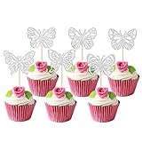 gyufise 36pcs farfalla cupcake toppers argento glitter assemblato farfalla baby shower torta decorazioni per matrimonio fidanzamento nuziale doccia bambini festa di compleanno decorazioni per t