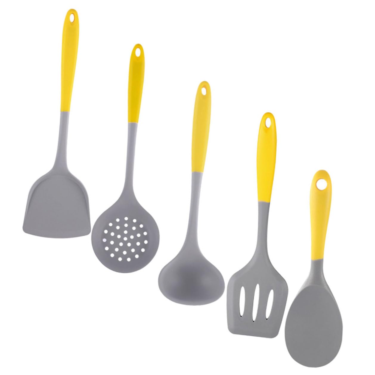 Hohopeti Utensili Cucina in Silicone Resistente al Calore Ergonomici Antiscivolo per Uso Domestico e Professionale Sicuri e Adatti Tutte le Pentole Antiaderenti