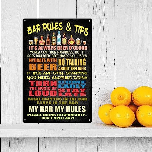 Litzzint Vintage Bar Signs For Home Bar Decor, 8X12 In Bar Rules Metal Signs For Man Cave, Funny Beer Alcohol Sign Retro For Home Pub Garage Wall Decoration Durable Metal Sign - Image 3