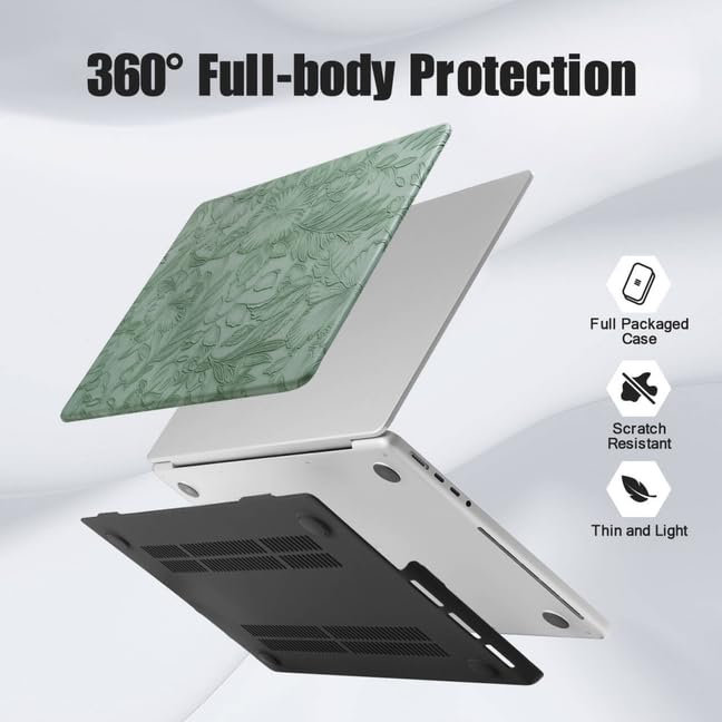 Funda MacBook Air 13 M1 carcasa rígida de plástico con textura de piel y protector teclado 5