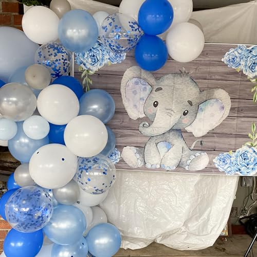 Image of Metallic Blue White Balloons, 60 Packs 12 Inch Royal Blue Baby Blue Confetti Balloons for Boy Baby Shower Birthday Graduation Wedding Bridal Shower Baptism Party Decoration