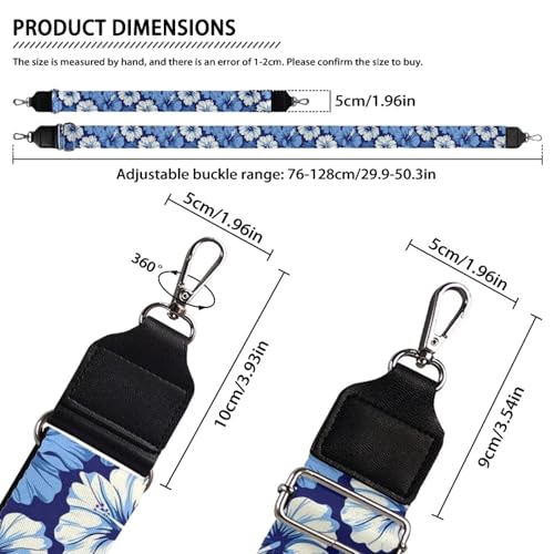 Image of GLENLCWE Blue Hibiscus Flower Wide Purse Strap Replacement Crossbody Adjustable Bag Straps Replacement Handbag Shoulder Strap