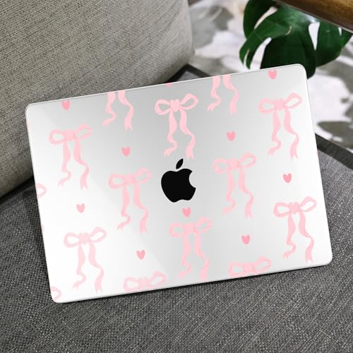 Image of MEEgoodo Case for M5 MacBook Pro 16 inch Case 2026 2024 2023 2021 with M5 M4 M3 M2 M1 Pro /Max Chip, Fit Model A3429 /A3428 /A3403 /A3186 /A2991 /A2780 /A2485, Trendy Bow & Hearts