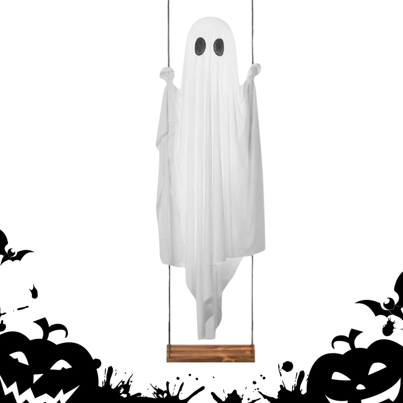 Fantôme oscillant extérieur avec attache suspendable pour Halloween