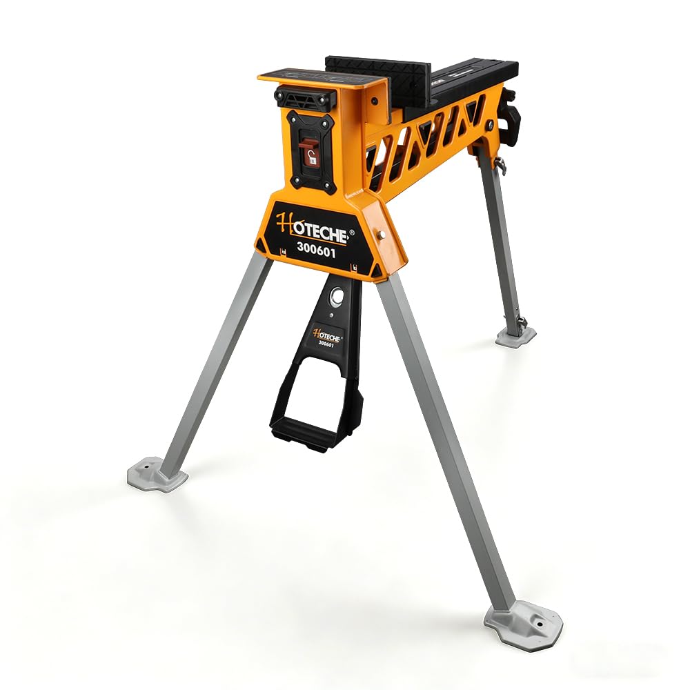 Hoteche Mobilny składany stół warsztatowy, nośność 250 kg, zakres mocowania 0-950 mm, żółto-srebrno-czarny, opakowanie w torebkach papierowych