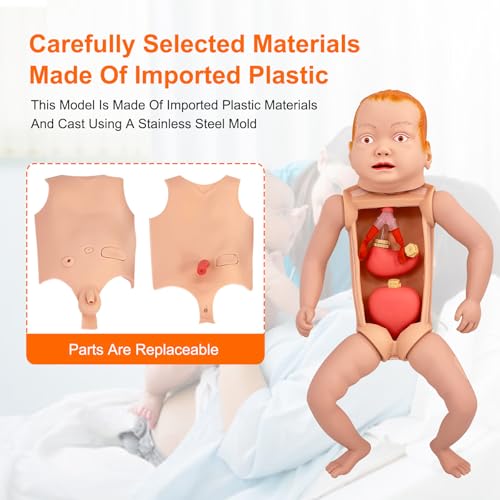 Image of Infant Patient Care Manikin - Premium Medical Model for Intubation, Gastric Lavage, Enema, & Catheterization Training Multifunctional Infant Human Simulator for Student /EMT Education
