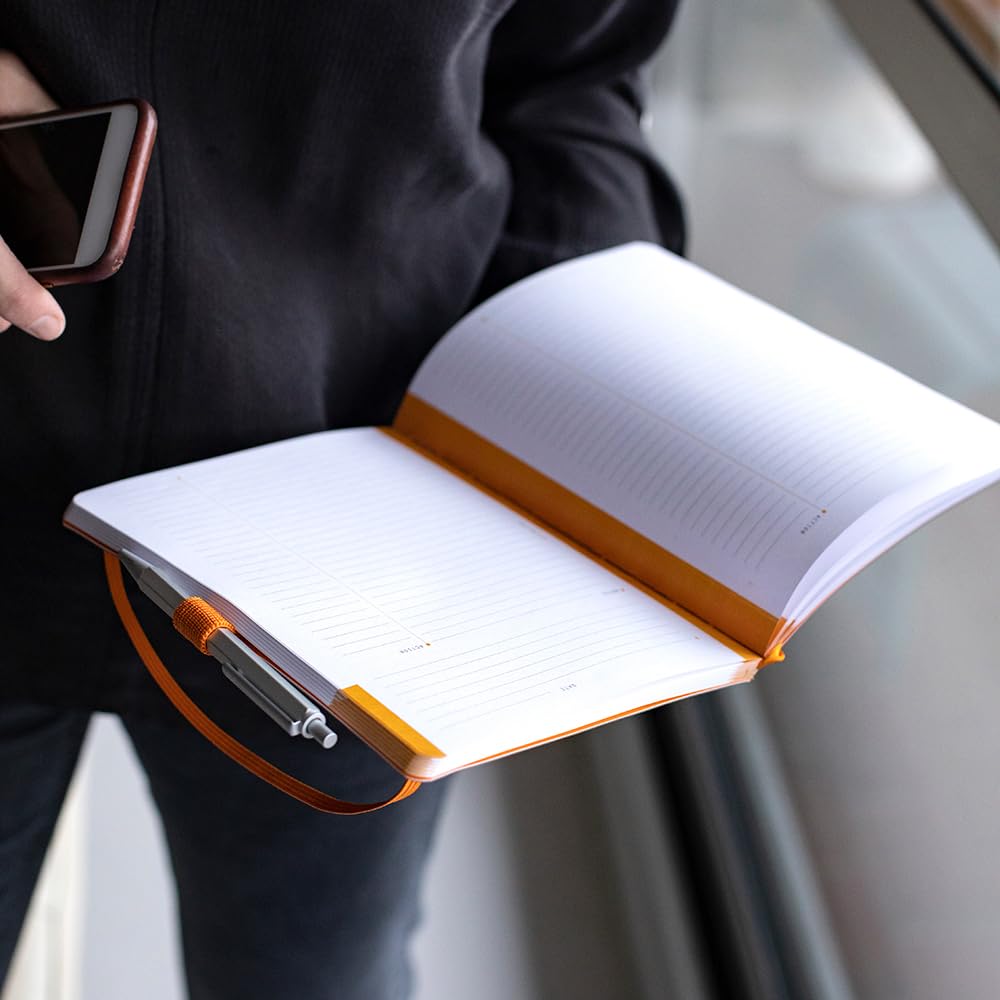 Rhodiarama cf117782 Notebook, Meeting Book, A5, 160 Pages, Pen Holder and Band, Black