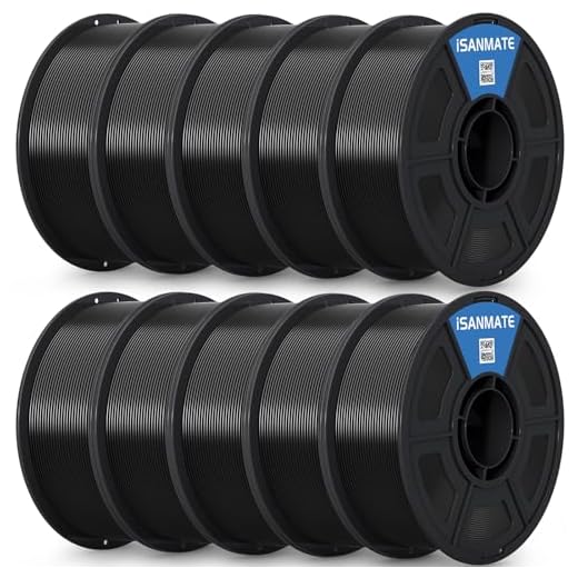 iSANMATE Black ASA Filament Bundle 10kg, UV & Weather Resistant 3D Printer Filament Perfect for Outdoor Functional Parts, for Bambu Lab 3D Printers,AMS,AMSLite, 1kgX10 Spool