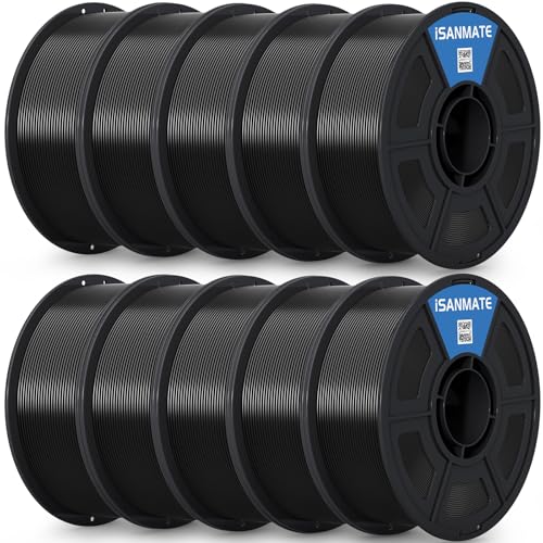 Image of iSANMATE Black ASA Filament Bundle 10kg, UV & Weather Resistant 3D Printer Filament Perfect for Outdoor Functional Parts, for Bambu Lab 3D Printers,AMS,AMSLite, 1kgX10 Spool