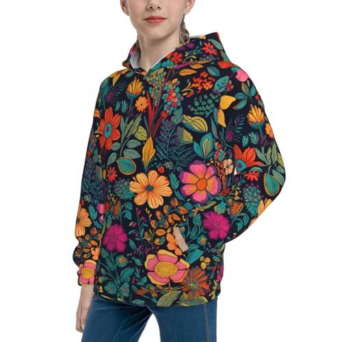 Tropical forest with plants and flowers Hoodie Youth Hooded Sweatshirt 3D Digital Printed With Pockets Tops2