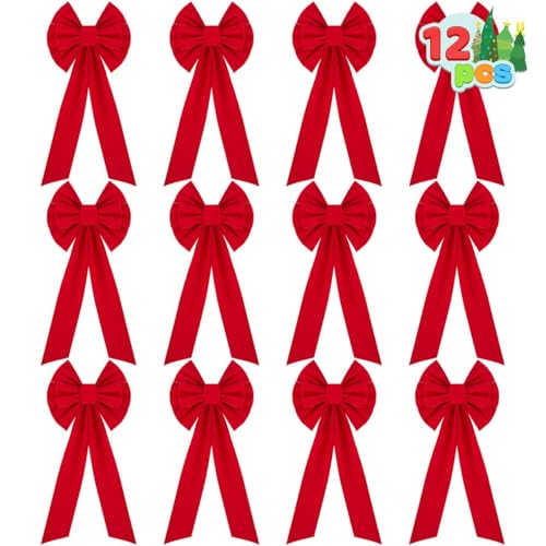 Weihnachtsschleifen Rot Outdoor 18 JOYIN 12 rote Weihnachtsschleifen, Weihnachtskranz-Schleifen, 66 cm...