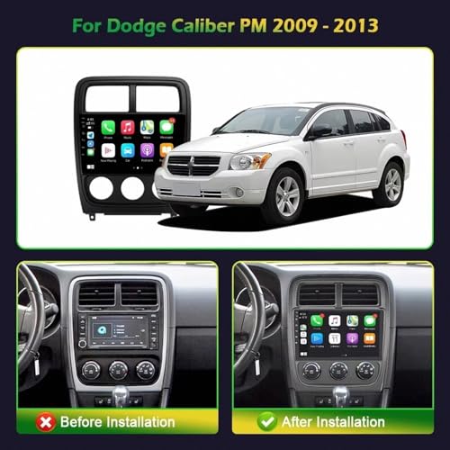 Pantalla Android Auto inalámbrico y GPS para Dodge Caliber con cámara trasera 2