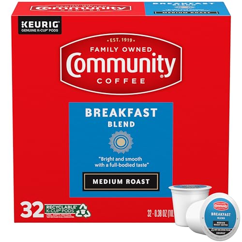 Image of Community Coffee Breakfast Blend Medium Roast Single Serve Keurig K-Cup Pods 32 ct Box