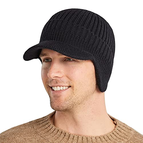 YAMEE Casquette Homme Hiver avec Doublure Chauds,Bonnet Polaire Homme Tricoté,Chapeaux d'hiver Chauds Hommes avec Cache-Oreilles pour Activité en Plain Air