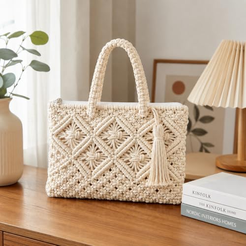 Image of Women's Handmade Macrame Crossbody Sling Bag Tote Bags Beautiful & Fancy Ladies Purse For Girls Women's Mobile Pouch Friends Gifts Birthday Marriage Party and Events,1- Piece